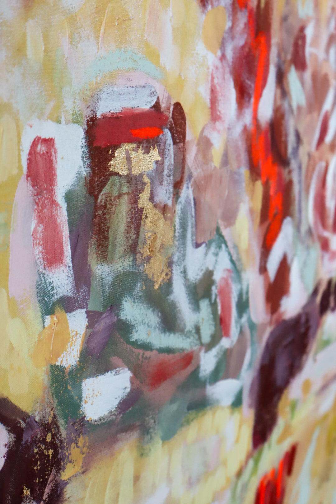 Fluisterende tuin, abstract painting, 110 x 110 cm