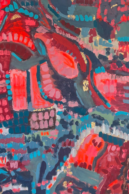 Waar de aarde gloeit, abstract painting, 100 x 140 cm