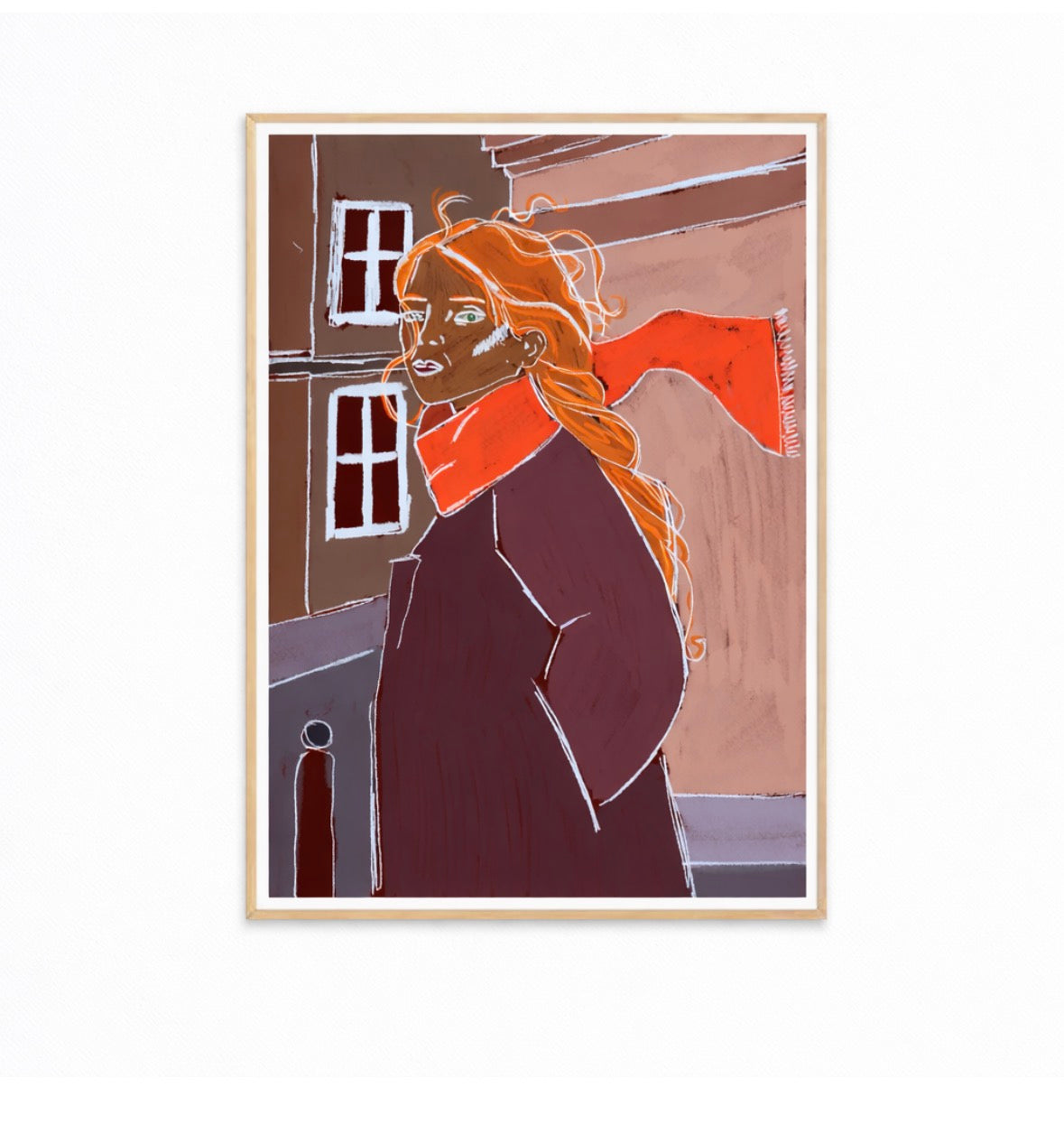 Red scarf, print
