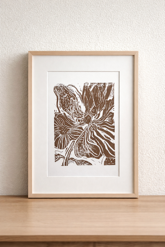 Orchid, linoprint, A4