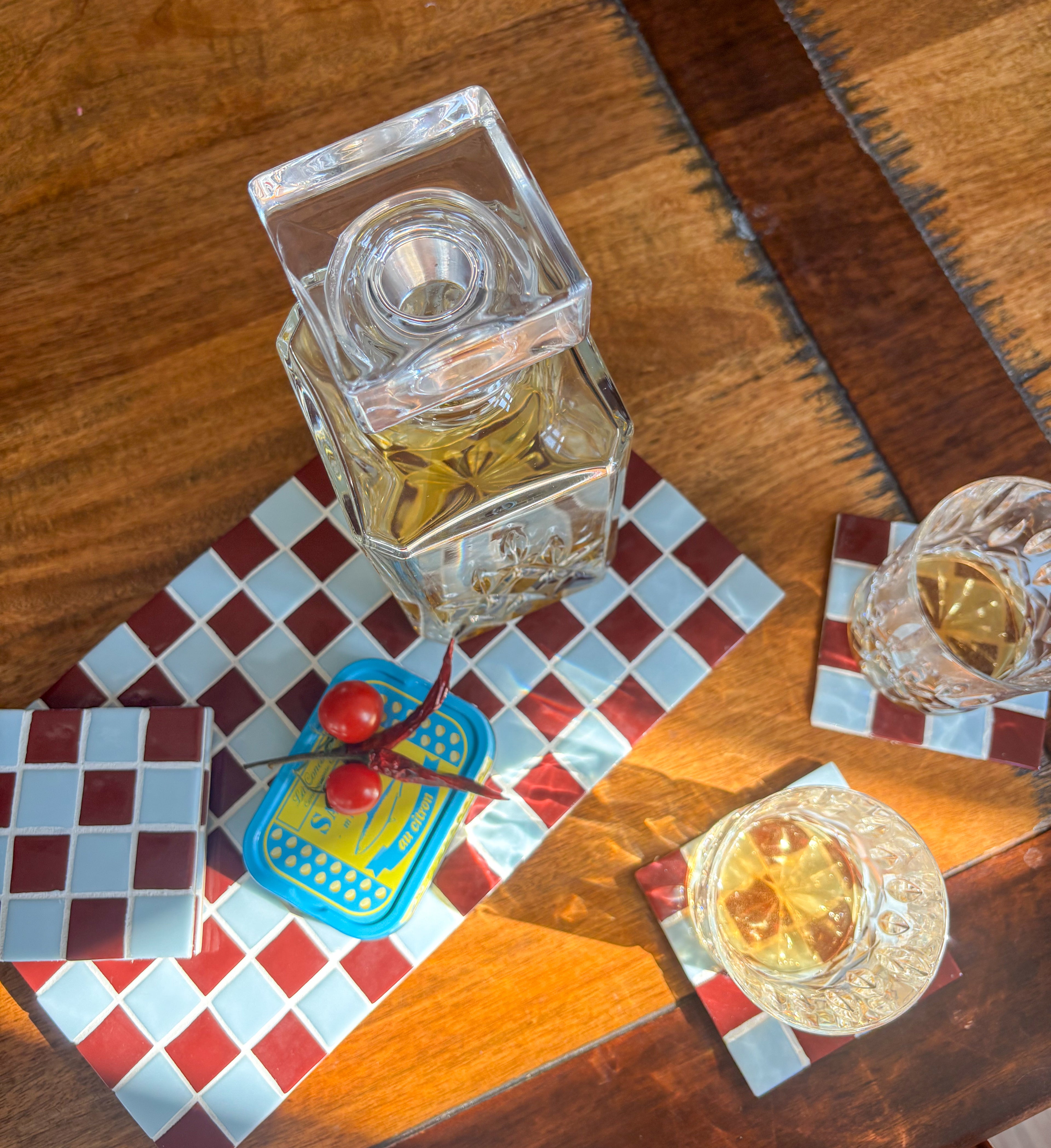 Borrelplank rood blauw