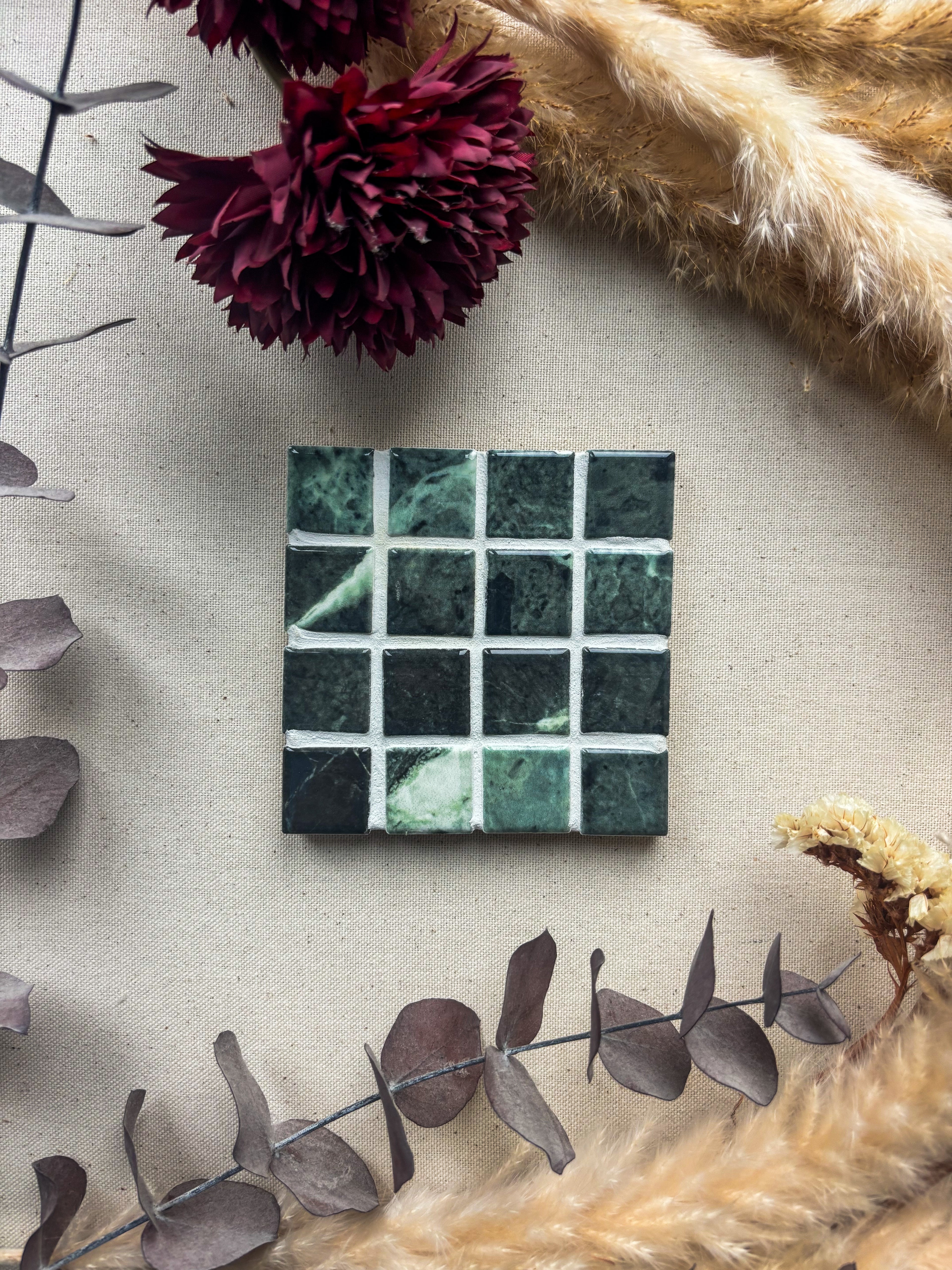 Onderzetter, 10 x 10 cm Emerald groen