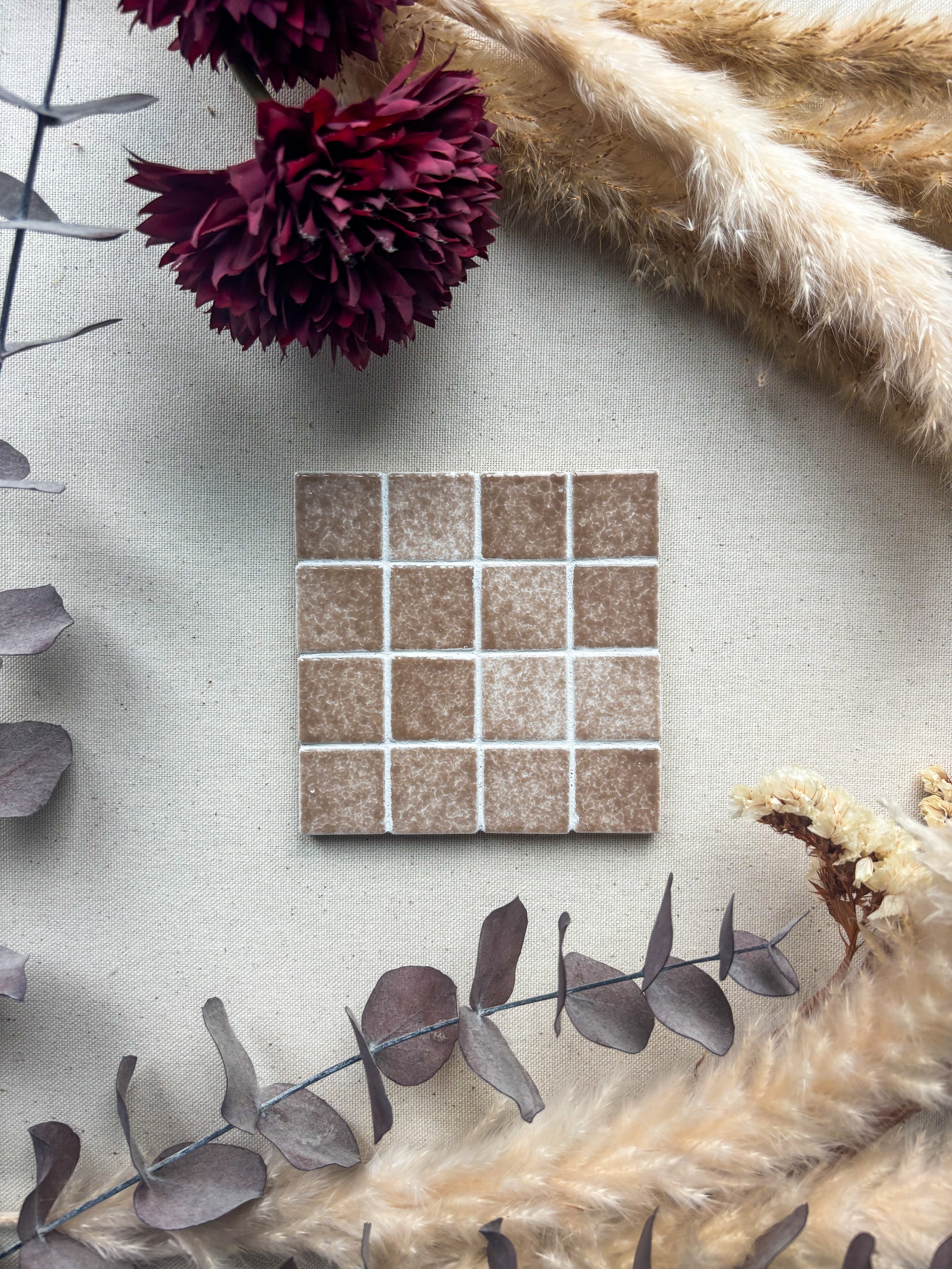 Onderzetter, 10 x 10 cm sand beige